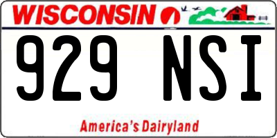 WI license plate 929NSI