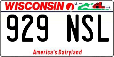 WI license plate 929NSL