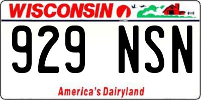 WI license plate 929NSN