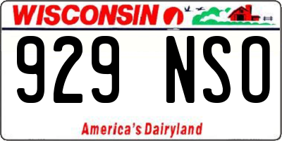 WI license plate 929NSO