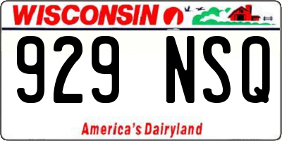 WI license plate 929NSQ