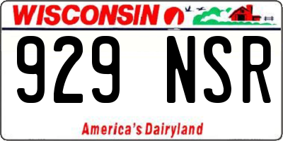 WI license plate 929NSR