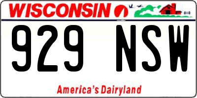 WI license plate 929NSW