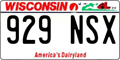 WI license plate 929NSX