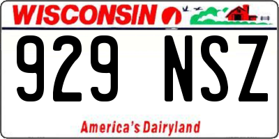 WI license plate 929NSZ