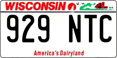 WI license plate 929NTC
