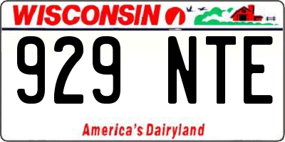 WI license plate 929NTE