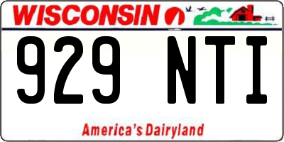 WI license plate 929NTI