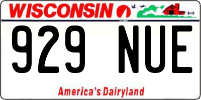 WI license plate 929NUE