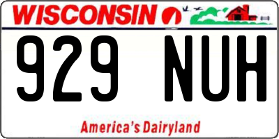WI license plate 929NUH