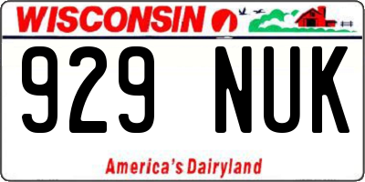 WI license plate 929NUK