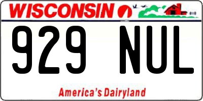 WI license plate 929NUL