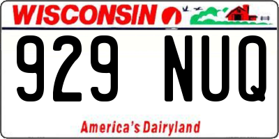 WI license plate 929NUQ