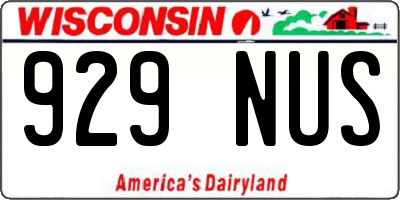 WI license plate 929NUS