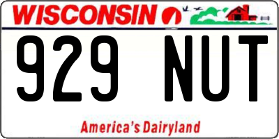 WI license plate 929NUT