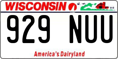 WI license plate 929NUU