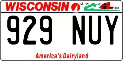 WI license plate 929NUY