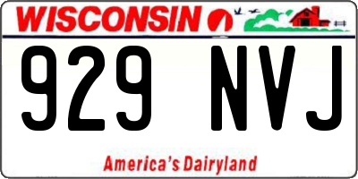 WI license plate 929NVJ
