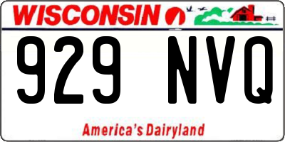 WI license plate 929NVQ