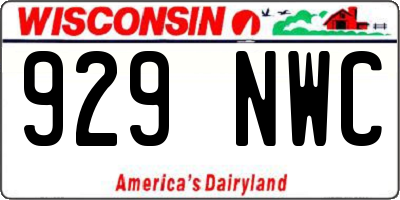 WI license plate 929NWC
