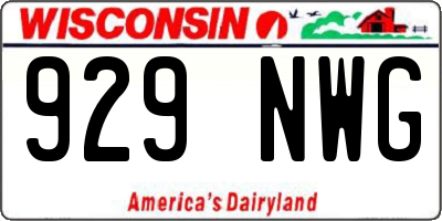 WI license plate 929NWG