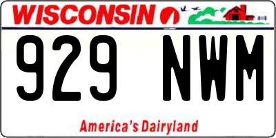 WI license plate 929NWM