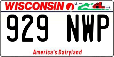 WI license plate 929NWP