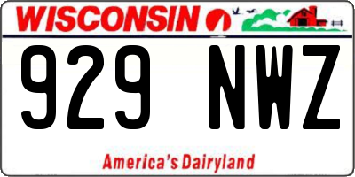 WI license plate 929NWZ