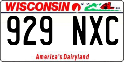 WI license plate 929NXC
