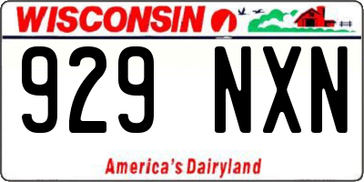 WI license plate 929NXN