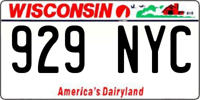 WI license plate 929NYC