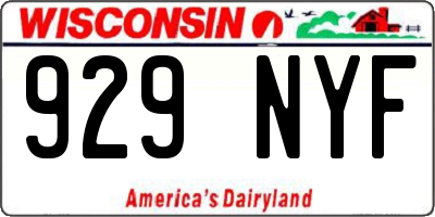 WI license plate 929NYF