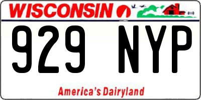 WI license plate 929NYP