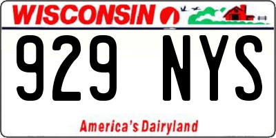 WI license plate 929NYS
