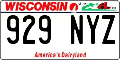 WI license plate 929NYZ