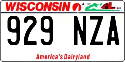 WI license plate 929NZA