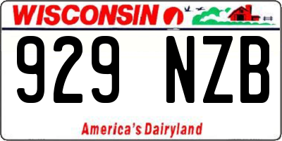 WI license plate 929NZB