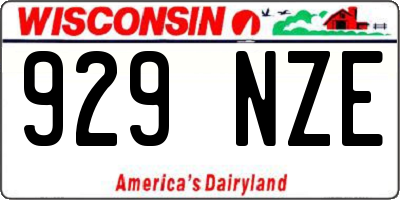 WI license plate 929NZE