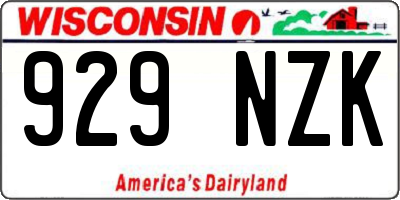 WI license plate 929NZK