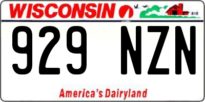 WI license plate 929NZN