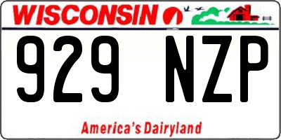 WI license plate 929NZP