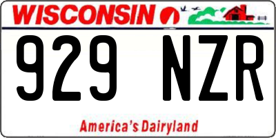 WI license plate 929NZR