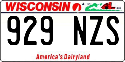 WI license plate 929NZS