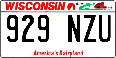 WI license plate 929NZU