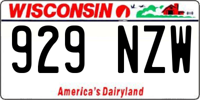 WI license plate 929NZW