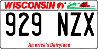 WI license plate 929NZX