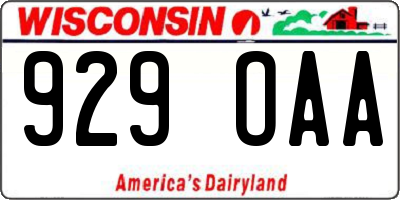 WI license plate 929OAA