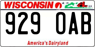 WI license plate 929OAB
