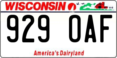 WI license plate 929OAF