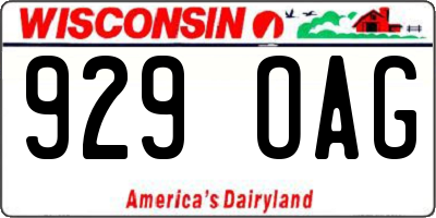 WI license plate 929OAG